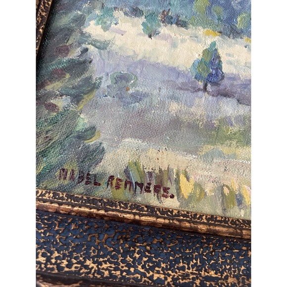 Vintage Mountains Wooded Landscape Oil Painting Framed 12"x16" Signed - Picture 12 of 12